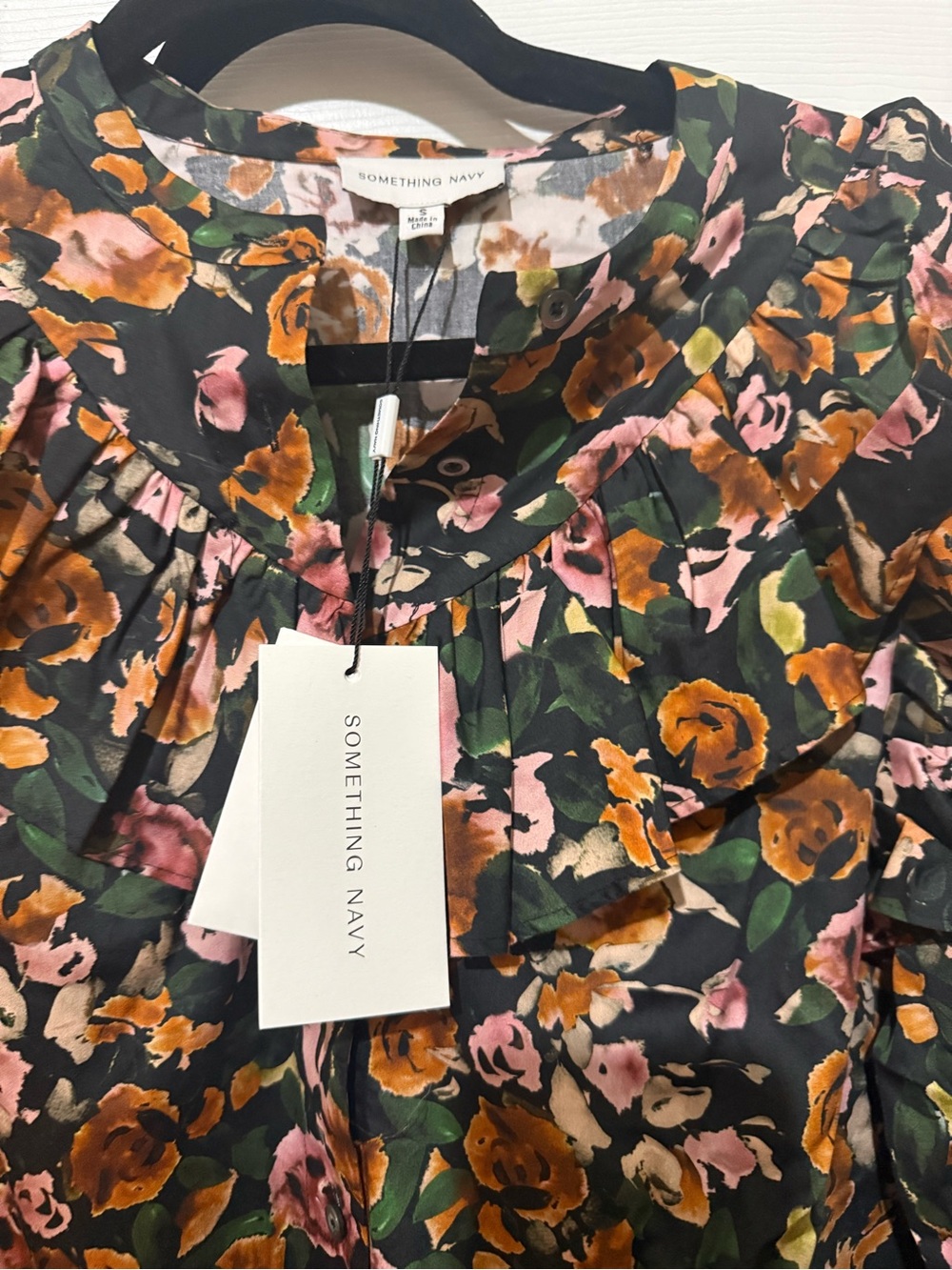 Something Navy Floral Ruffle Shift Dress - Picture 8 of 8